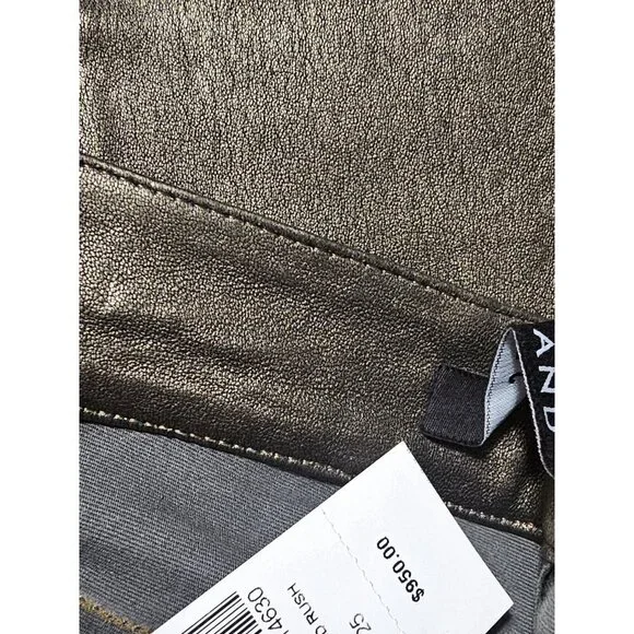 NWT J Brand L624 Stacked Super Skinny in Gold Rush Lambskin Leather Pants 25